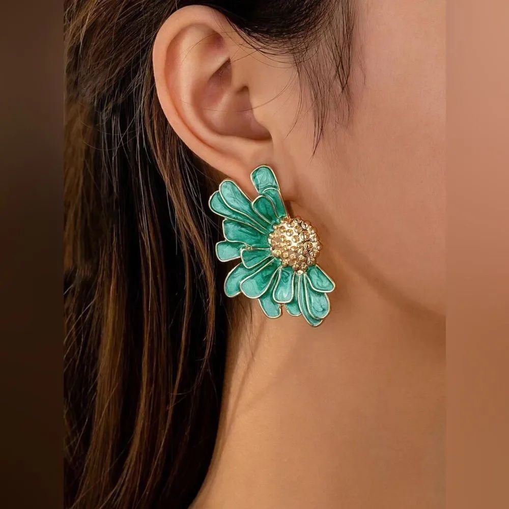 Flower statement earrings M249 - Picture 2 of 5